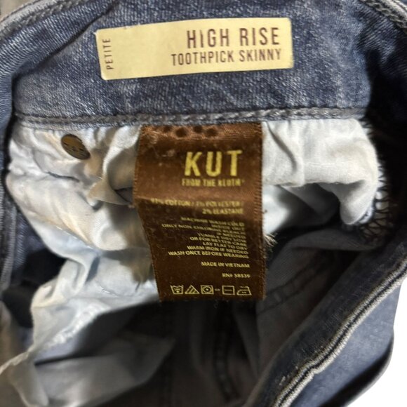 Kut From The Kloth Jeans 6P High Rise Toothpick Skinny Distressed Rips - Picture 7 of 8